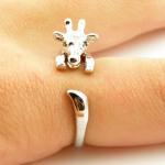 Giraffe Animal Wrap Ring - Shiny Silver