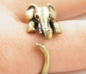 Gold Elephant Wrap Rings