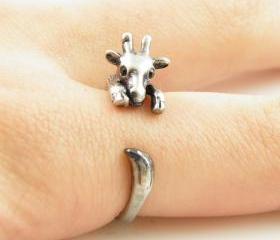 Silver Giraffe Animal Wrap Ring
