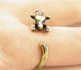 Gold Giraffe Animal Wrap Ring