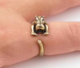 Hippo Animal Wrap Ring - Gold