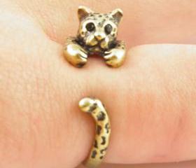 Leopard Animal Wrap Ring - Gold